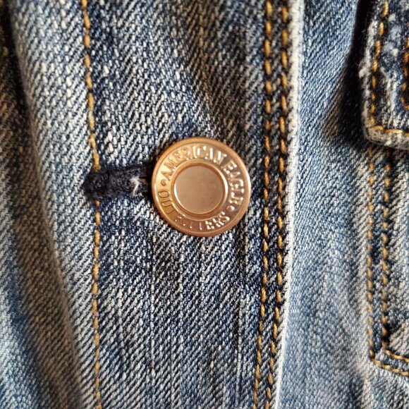 American Eagle Y2K Blue Jean Distressed Jacket XL - Picture 6 of 14
